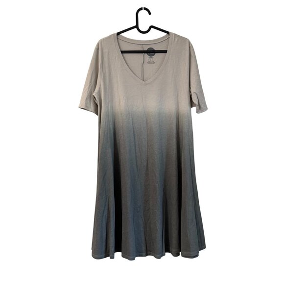 Life is Good Gray Ombre Short Sleeve Vneck T Shirt Dress Womens Size Small - Picture 1 of 6